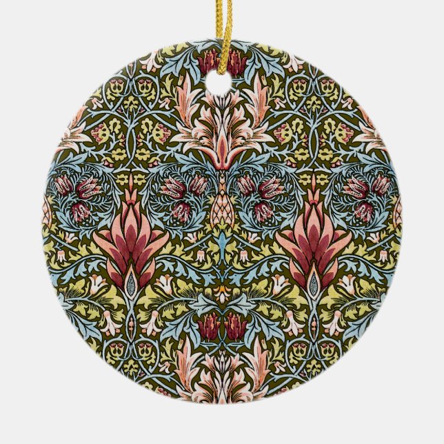 Ornamento De Cerâmica William Morris Snakeshead Padrão Floral (Frente)