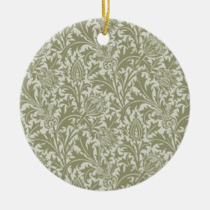 Ornamento De Cerâmica William Morris Thistle Sage - Padrão Verde