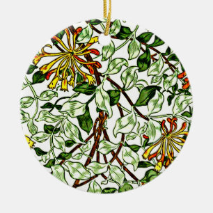 Ornamento De Cerâmica William Morris - Verde e ouro amarelo-amarelado