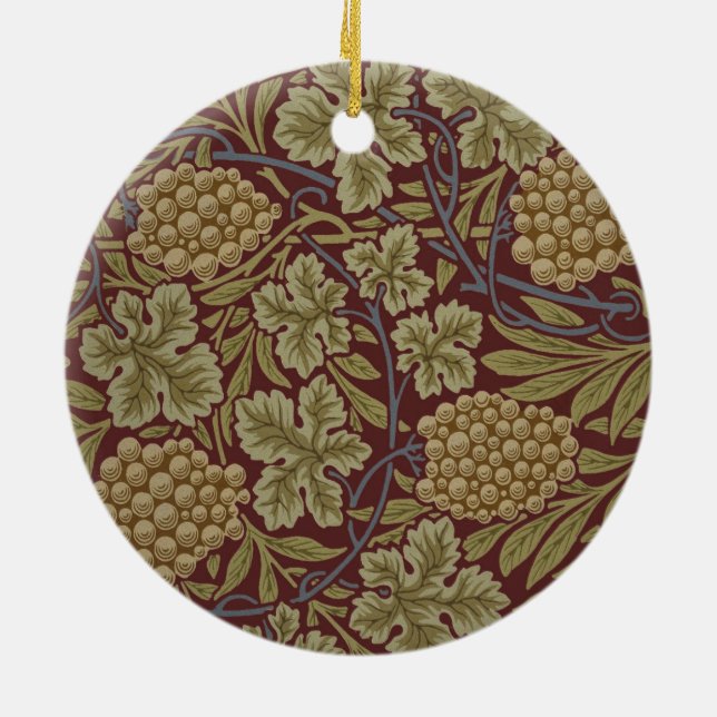 Ornamento De Cerâmica William Morris Vine Grape Red Green Art (Traseira)