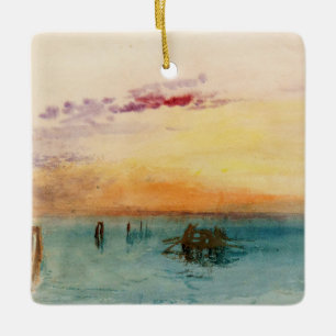 Ornamento De Cerâmica William Turner - A laguna perto de Veneza no Sunse