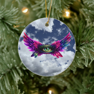 Ornamento De Cerâmica Winged Protection Eye – Round Intention Keychain