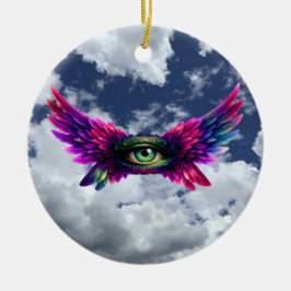 Ornamento De Cerâmica Winged Protection Eye – Round Intention Keychain
