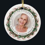 Ornamento De Cerâmica Wings Winter Wreath Foi Pronta Foto Memorial<br><div class="desc">Uma simples marca de seleção de fotos</div>