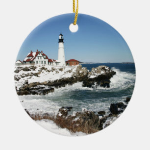 Ornamento De Cerâmica Winter at Portland Head Light