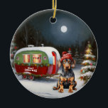 Ornamento De Cerâmica Winter Doberman Caravan Christmas Adventure<br><div class="desc">Adotar a magia de uma noite de inverno nevada enquanto uma caravana desliza graciosamente através da paisagem iluminada pela lua. A beleza serena da neve escutadora e o brilho encantador da lua criam uma cena cativante,  prometendo uma aventura inesquecível de Natal cheia de calor,  alegria e memórias queridas.</div>