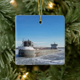 Ornamento De Cerâmica Winter Freighter Manitoulin Excelente Lagos Endere