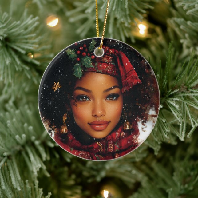 Ornamento De Cerâmica Winter Glow Afrocentric Queen – Holiday Art (Árvore)
