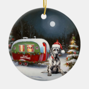 Ornamento De Cerâmica Winter Great Dane Caravan Christmas Adventure