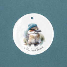 Ornamento De Cerâmica Winter Kookaburra Wish, personalizado