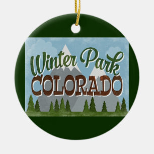 Ornamento De Cerâmica Winter Park Colorado Fun Retro Snowy Mountains