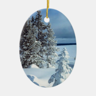 Ornamento De Cerâmica Winter Photo Template Christmas Ornament