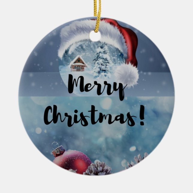 Ornamento De Cerâmica Winter Pine Tree Ornament - Holiday Keepsake (Frente)