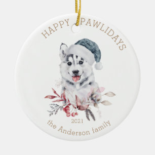 Ornamento De Cerâmica winter puppy happy pawlidays photo