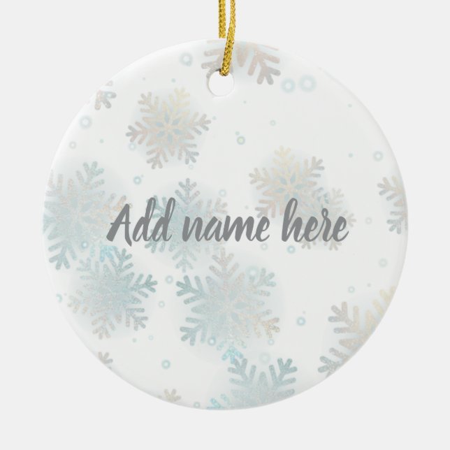 Ornamento De Cerâmica Winter Sparkle Ornament - Add Your Name (Frente)