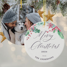 Winter Watercolor Botanicals Foto Feliz Natal