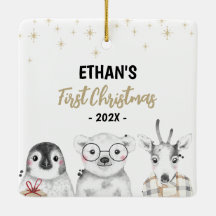Winter Wonderland First Christmas Photo Cerâmica O