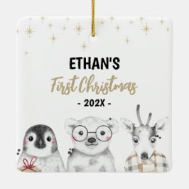Ornamento De Cerâmica Winter Wonderland First Christmas Photo Cerâmica O