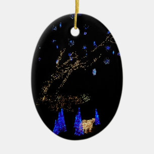 Ornamento De Cerâmica Winter Wonderland Lights Blue and White Holiday