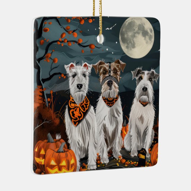 Ornamento De Cerâmica Wirefox Terrier Halloween Spooky (Direito )