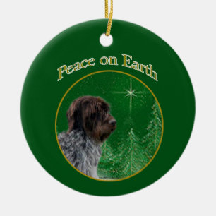 Ornamento De Cerâmica Wirehaired Apontando Griffon Peace