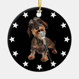 Ornamento De Cerâmica Wirehaired Dachshund Singer