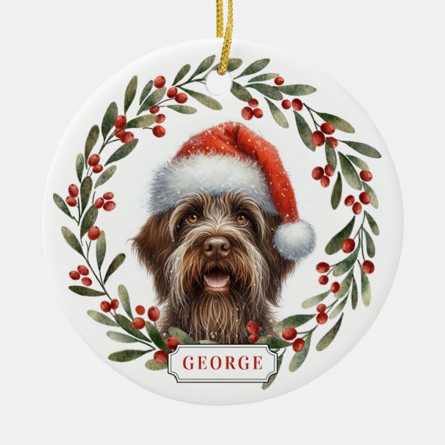 Ornamento De Cerâmica Wirehaired Pointing Griffon Dog Ceramic Ornament (Frente)