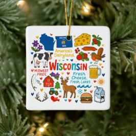 Ornamento De Cerâmica Wisconsin Custom Family Trip Christmas
