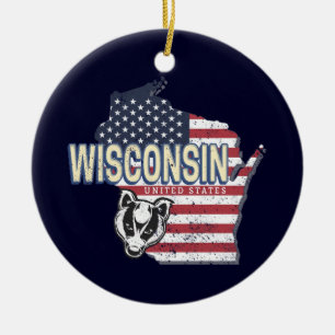 Ornamento De Cerâmica Wisconsin Estados Unidos - Estado Unidos - Mapa Vi