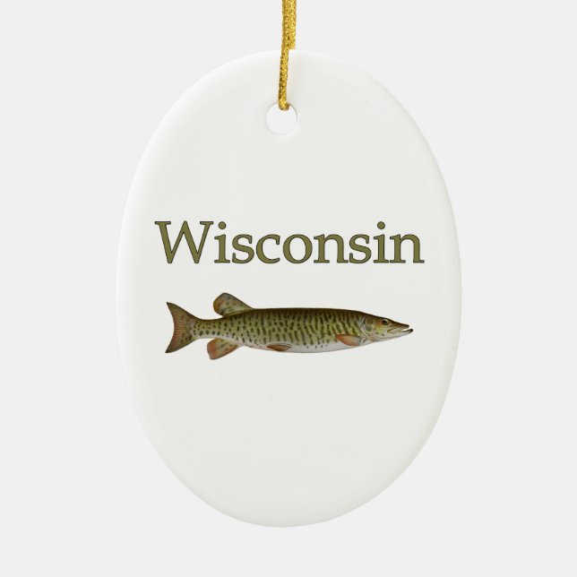 Ornamento De Cerâmica Wisconsin Musky (Frente)