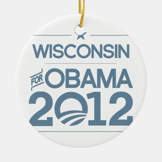 Ornamento De Cerâmica WISCONSIN PARA OBAMA 2012.png (Frente)