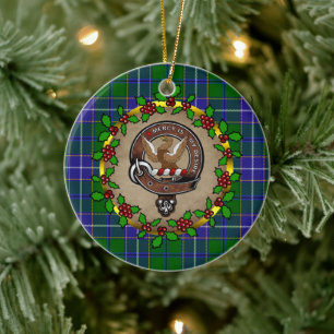 Ornamento De Cerâmica Wishart Clan Crachá e Tartan Natal Personalizado