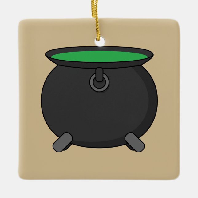 Ornamento De Cerâmica Witch Cauldron (Frente)
