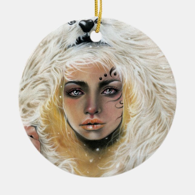 Ornamento De Cerâmica Wolf Beauty Ornament (Frente)