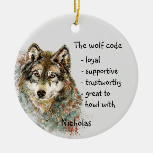 Ornamento De Cerâmica Wolf Code Inspirational Watercolor Willife Animal