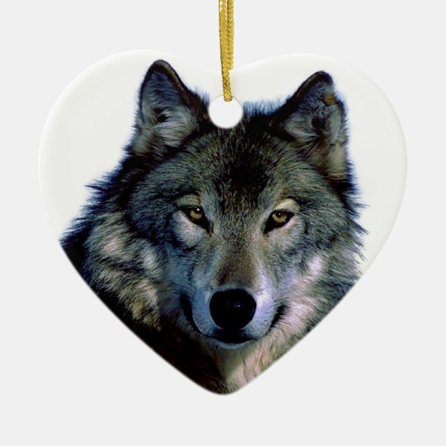 Ornamento De Cerâmica Wolf Portrait (Frente)