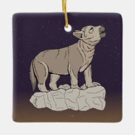 Ornamento De Cerâmica Wolf Pup Howling