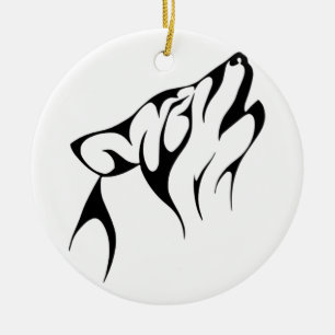 Ornamento De Cerâmica Wolf Tribal