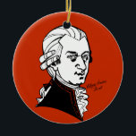 Ornamento De Cerâmica Wolfgang Amadeus Mozart<br><div class="desc">Retrato gráfico do compositor</div>