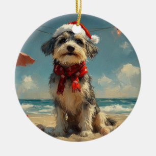 Ornamento De Cerâmica Wolfhound Dog Christmas Vintage Beach
