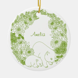 Ornamento De Cerâmica Wombat de Natal Personalizado Verde