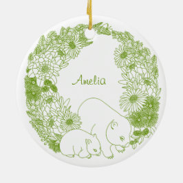 Ornamento De Cerâmica Wombat de Natal Personalizado Verde