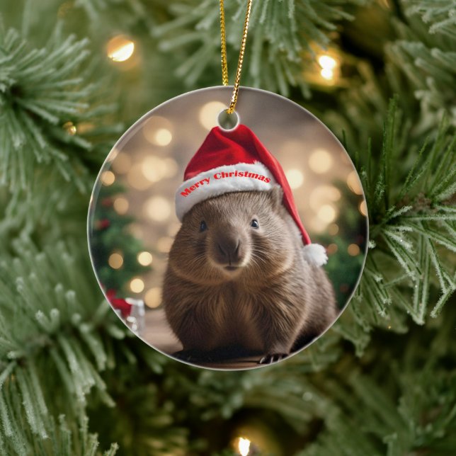 Ornamento De Cerâmica "Wombat Wonderland: A Cozy Christmas Eve" (Árvore)