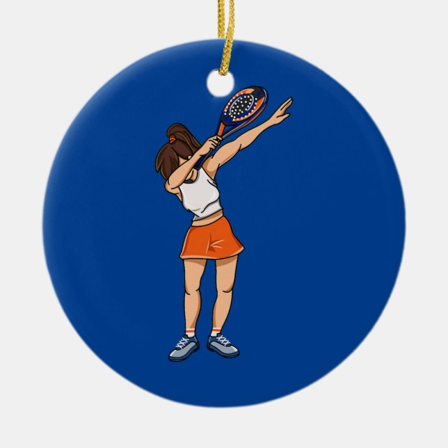 Ornamento De Cerâmica Womens Padel Tênis Dabbing Padel Girl with (Frente)