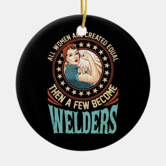 Ornamento De Cerâmica Womens Soldando Trabalho Soldado Retrô (Frente)