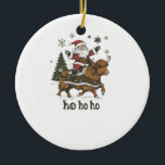 Ornamento De Cerâmica Womens Xmas Tree Lighting Santa Riding Highland Co<br><div class="desc">Womens Xmas Tree Lighting Santa Riding Highland Cow Christmas V-Neck T-Shirt (3)</div>