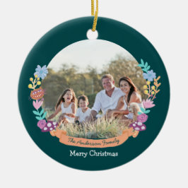 Ornamento De Cerâmica Wonderland Dreamer floral wreath_green