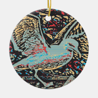 Ornamento De Cerâmica Woodcut da gaivota