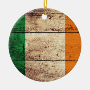Ornamento De Cerâmica Wooden Ireland Flag