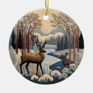 Ornamento De Cerâmica Woodland Deer 3D Chirstmas Animal